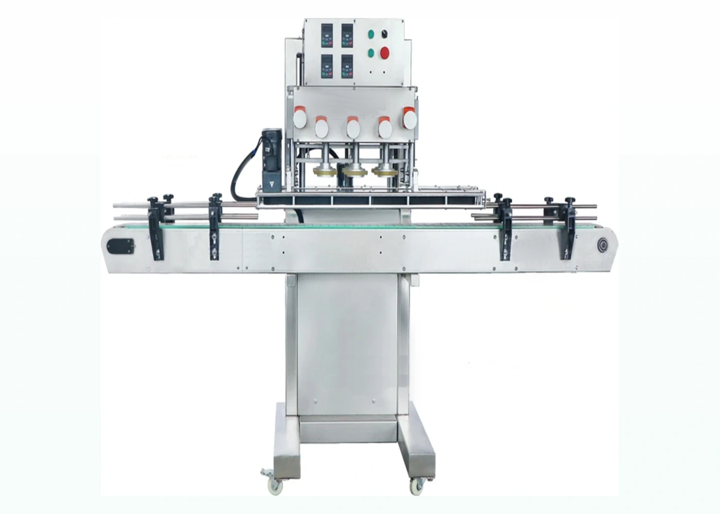 Automatic belt spindle capping machine for threaded jar lids